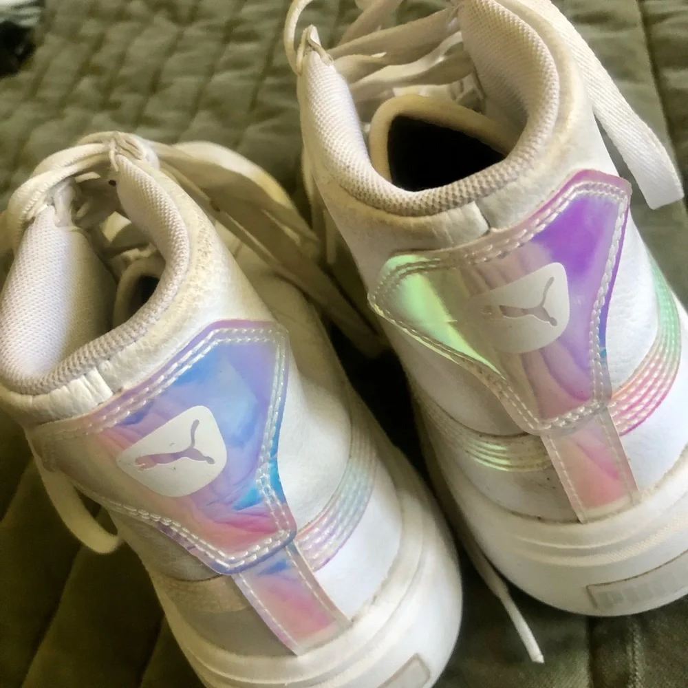Puma White High-Top Sneakers with Iridescent Accent